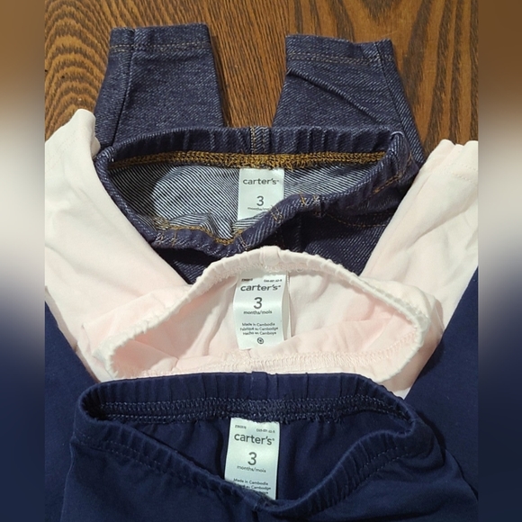 Carter's leggings for baby girl, size 3M, lot of 3 - Picture 4 of 4